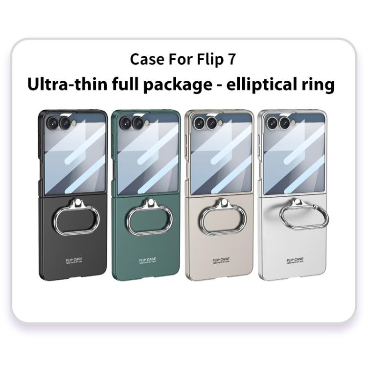 GKK Integrated Ultra-thin Oval Ring Holder Full Cover Phone Case, For Samsung Galaxy Z Flip7 5G