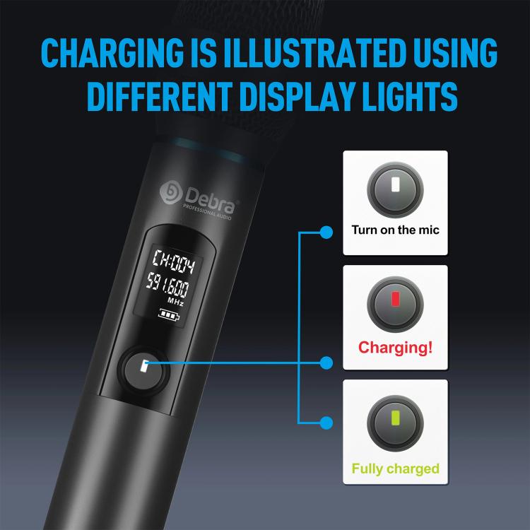 DEBRA UX-400 UHF Wireless Rechargeable Microphone System 4-in-1