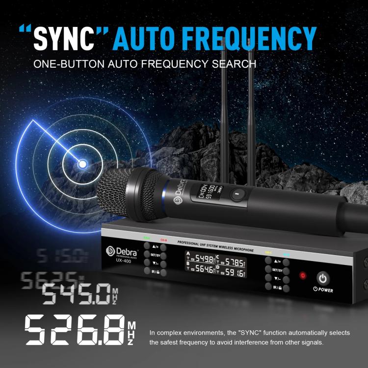 DEBRA UX-400 UHF Wireless Rechargeable Microphone System 4-in-1