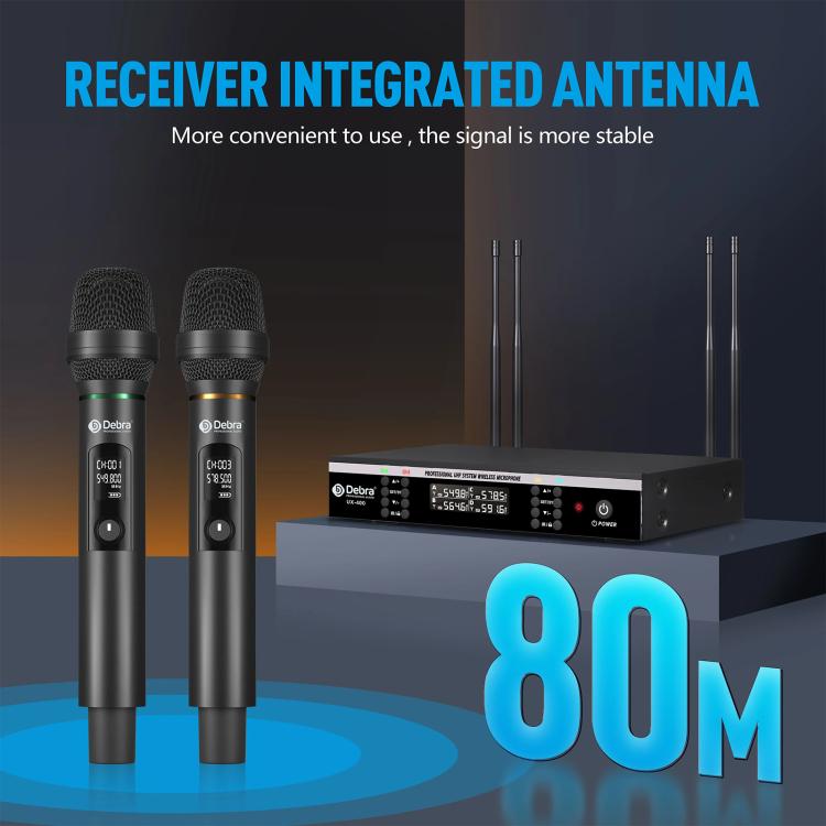 DEBRA UX-400 UHF Wireless Rechargeable Microphone System 4-in-1