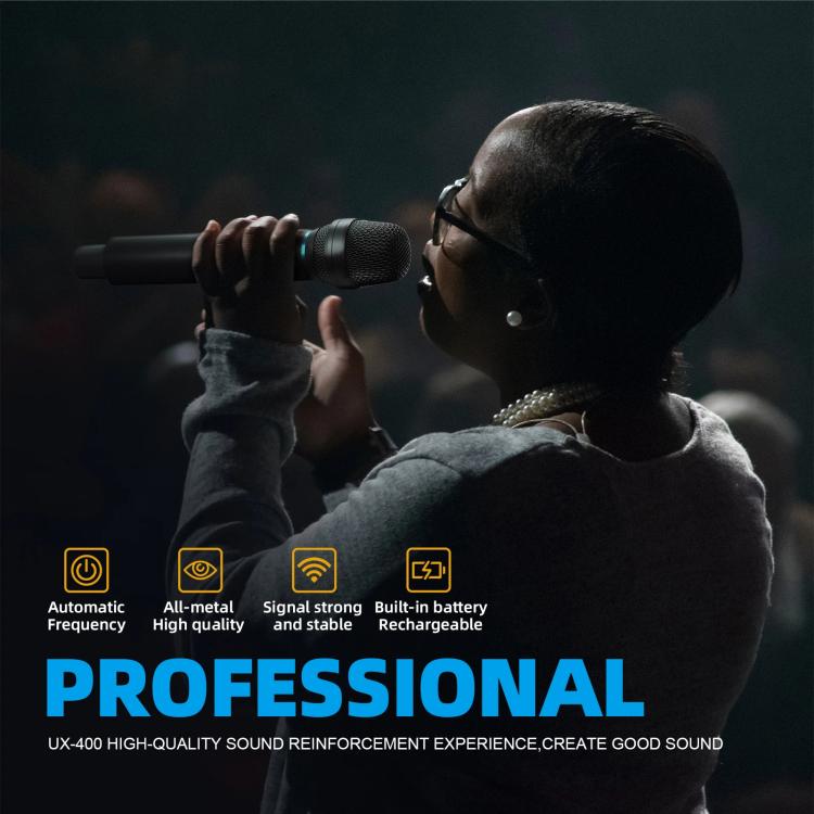 DEBRA UX-400 UHF Wireless Rechargeable Microphone System 4-in-1