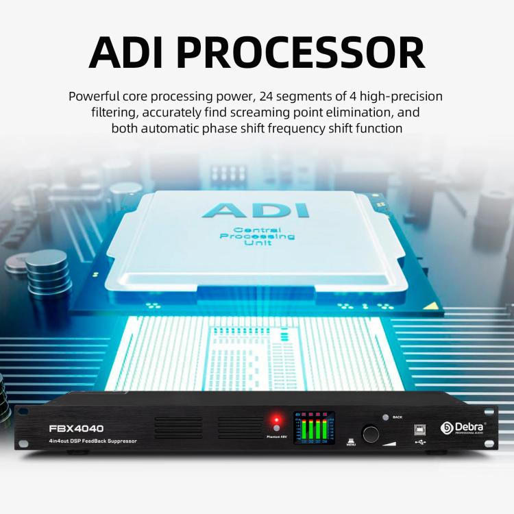 DEBRA FBX4040 DSP Feedback Suppressor Microphone Anti-howling Audio Processor