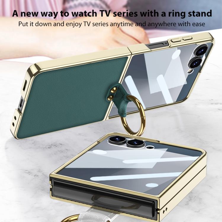 GKK Integrated Electroplating Ring Leather Phone Case with Strap