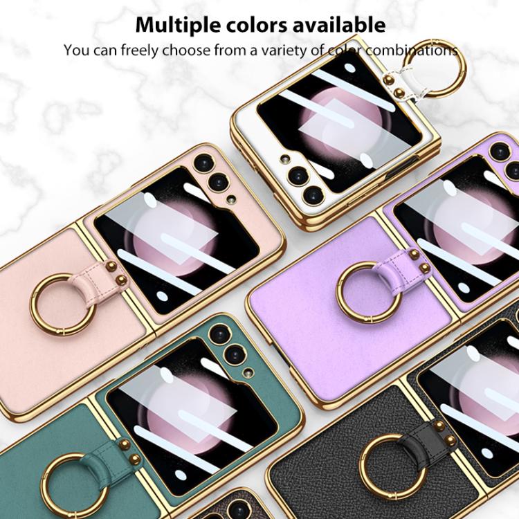 GKK Integrated Electroplating Ring Leather Phone Case with Strap