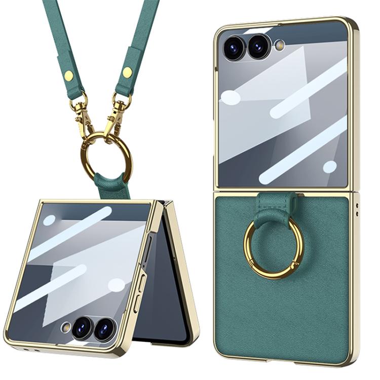 GKK Integrated Electroplating Ring Leather Phone Case with Strap