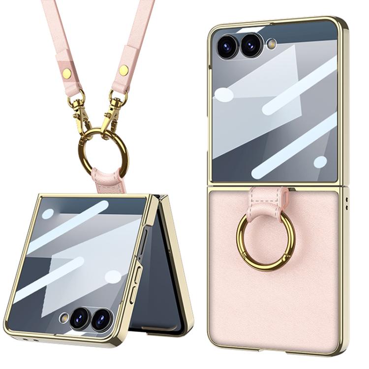 GKK Integrated Electroplating Ring Leather Phone Case with Strap