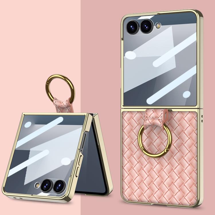 GKK Integrated Plating Weave Texture Phone Case with Ring Holder