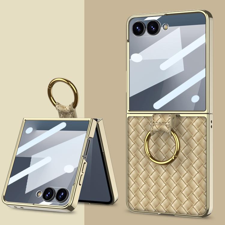 GKK Integrated Plating Weave Texture Phone Case with Ring Holder