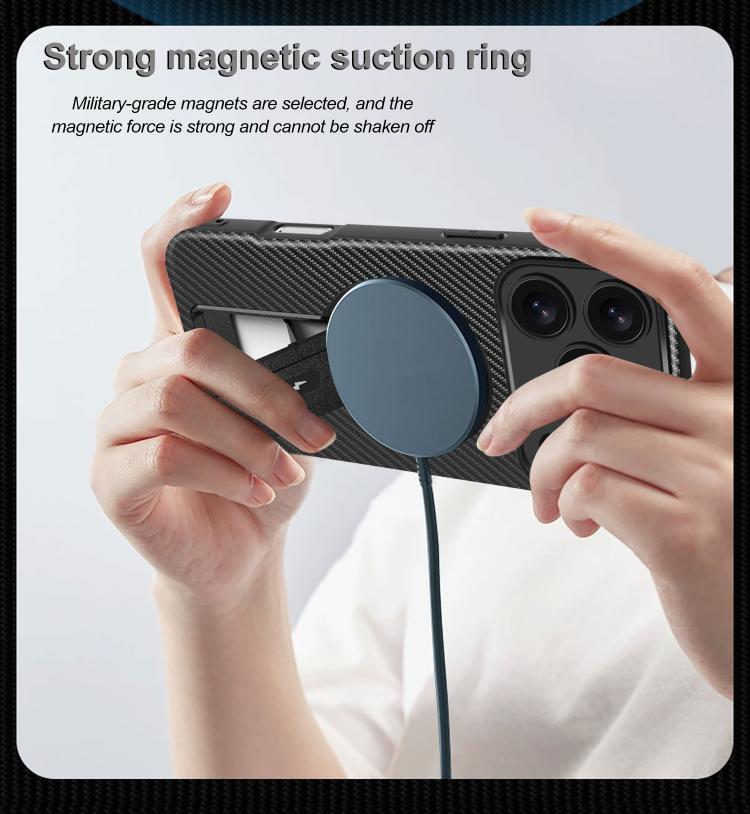 Carbon Fiber Texture MagSafe Phone Case with Holder
