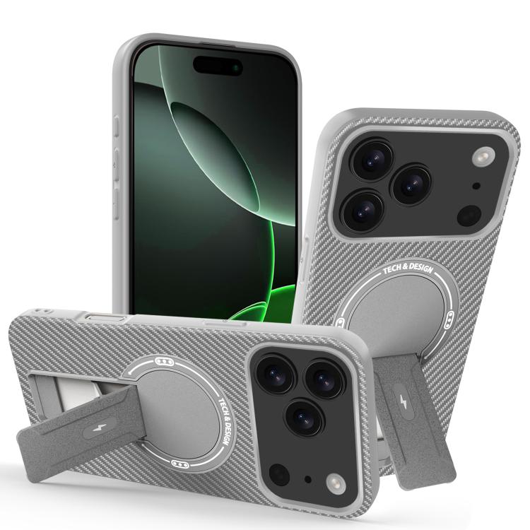 Carbon Fiber Texture MagSafe Phone Case with Holder