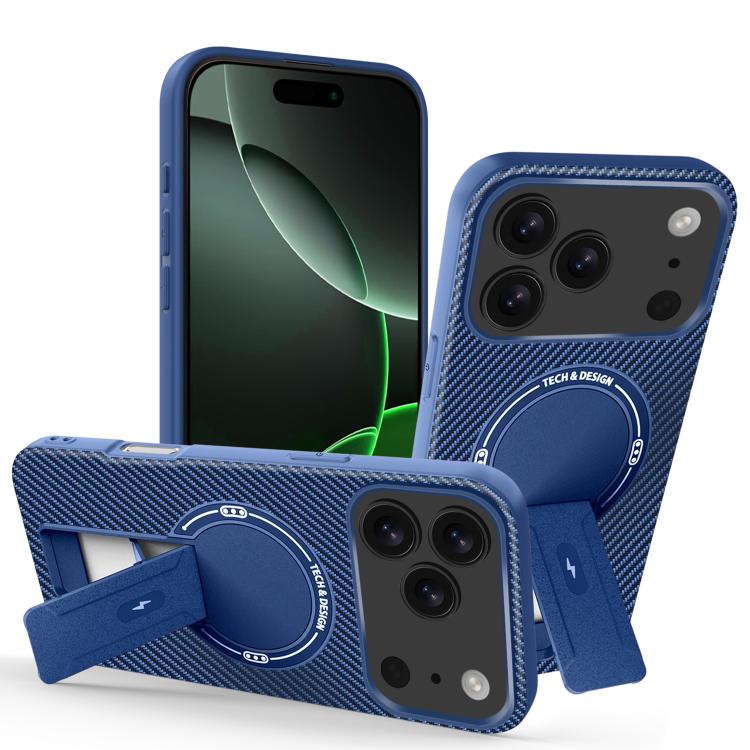 Carbon Fiber Texture MagSafe Phone Case with Holder