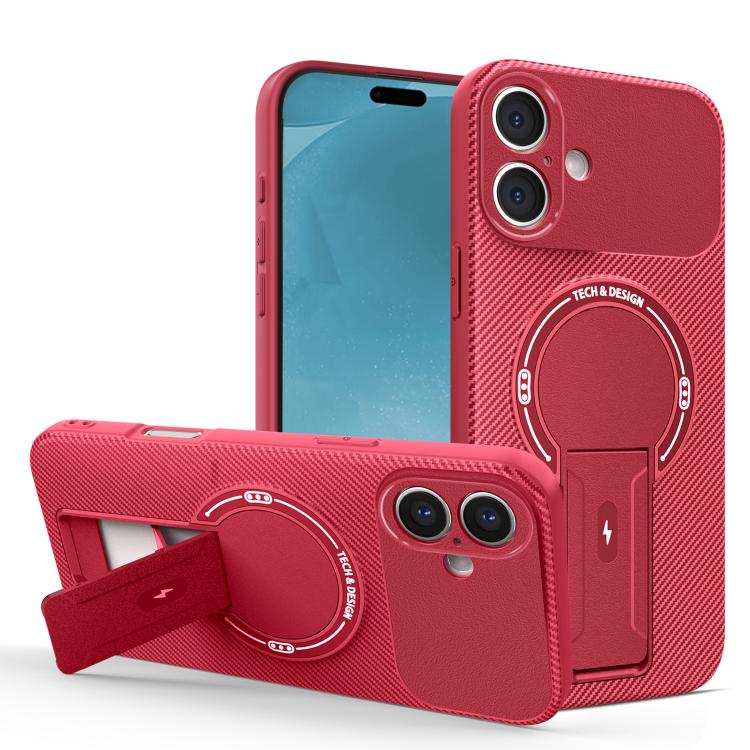 Carbon Fiber Texture MagSafe Phone Case with Holder