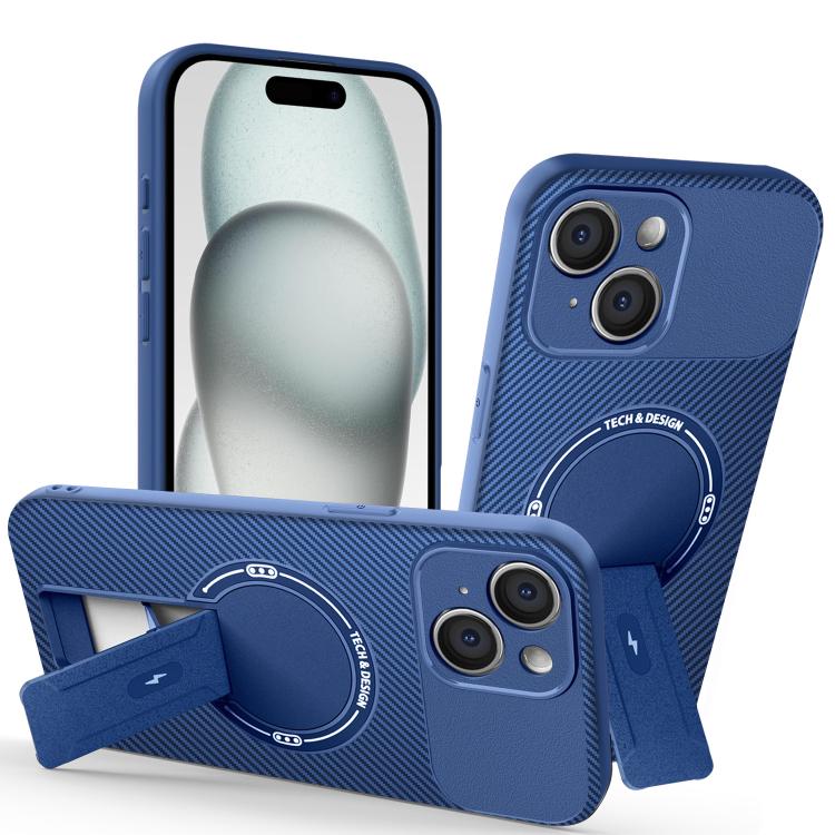 Carbon Fiber Texture MagSafe Phone Case with Holder