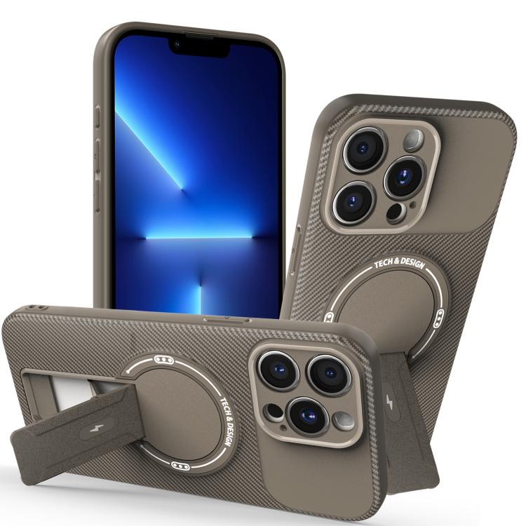 Carbon Fiber Texture MagSafe Phone Case with Holder