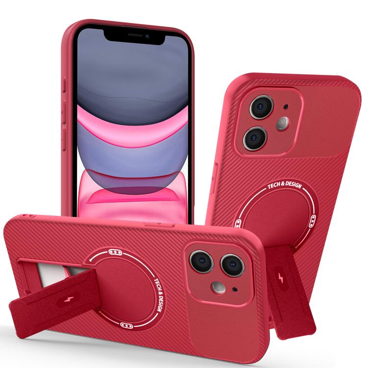 Carbon Fiber Texture MagSafe Phone Case with Holder