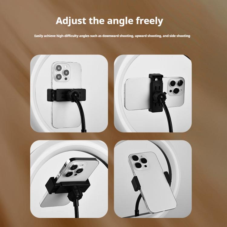 8 inch Striped Selfie Live Streaming Photography Lazy Stand LED Ring Fill Light Set