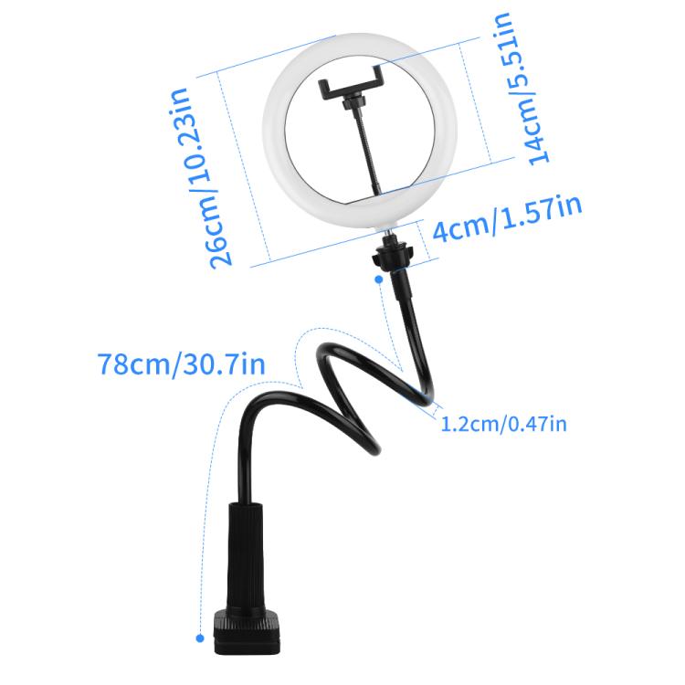 10 inch Striped Selfie Live Streaming Photography Lazy Stand LED Ring Fill Light Set
