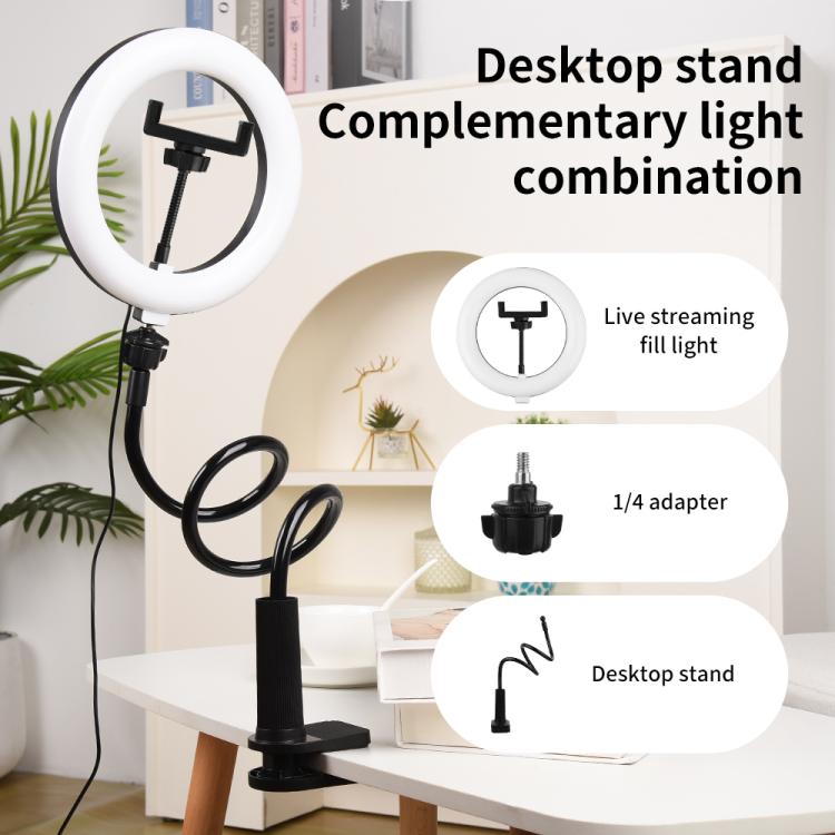 10 inch Striped Selfie Live Streaming Photography Lazy Stand LED Ring Fill Light Set