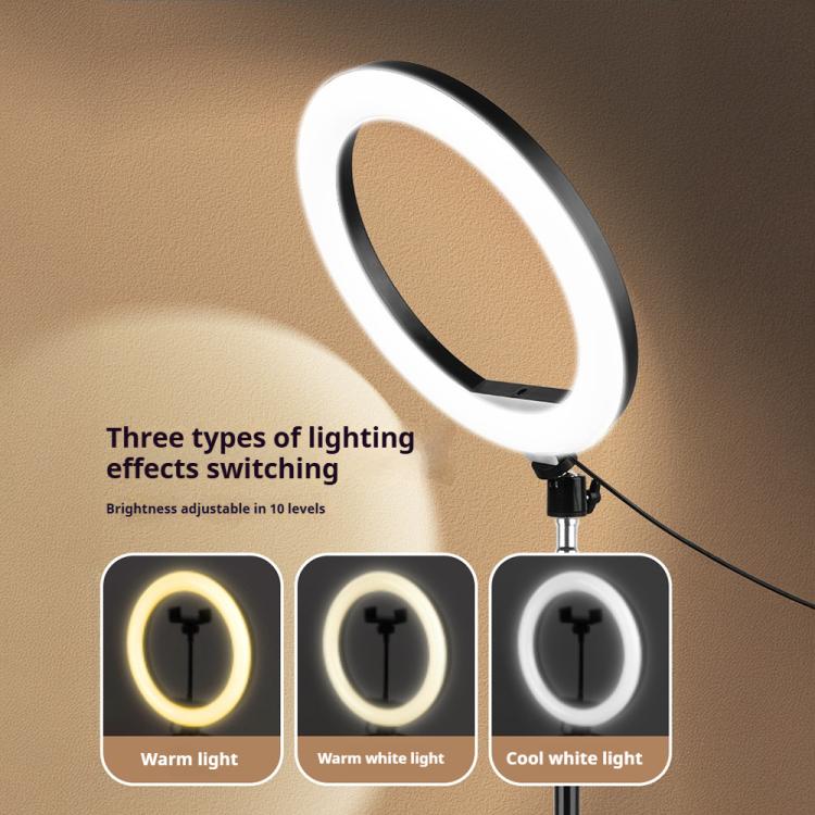 10 inch Striped Selfie Live Streaming Photography Lazy Stand LED Ring Fill Light Set