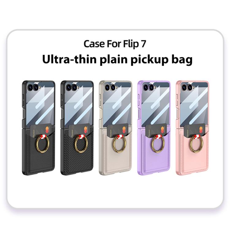 GKK Integrated Ultra-thin Leather Card Slots Phone Case with Ring Holder