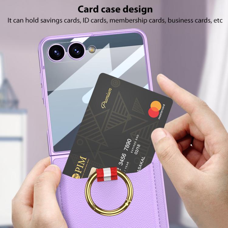GKK Integrated Ultra-thin Leather Card Slots Phone Case with Ring Holder