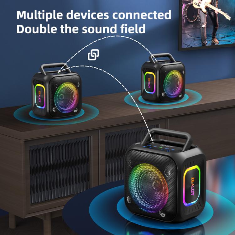 Zealot PT01 30W Portable Outdoor IPX6 RGB Stereo Bluetooth Speaker