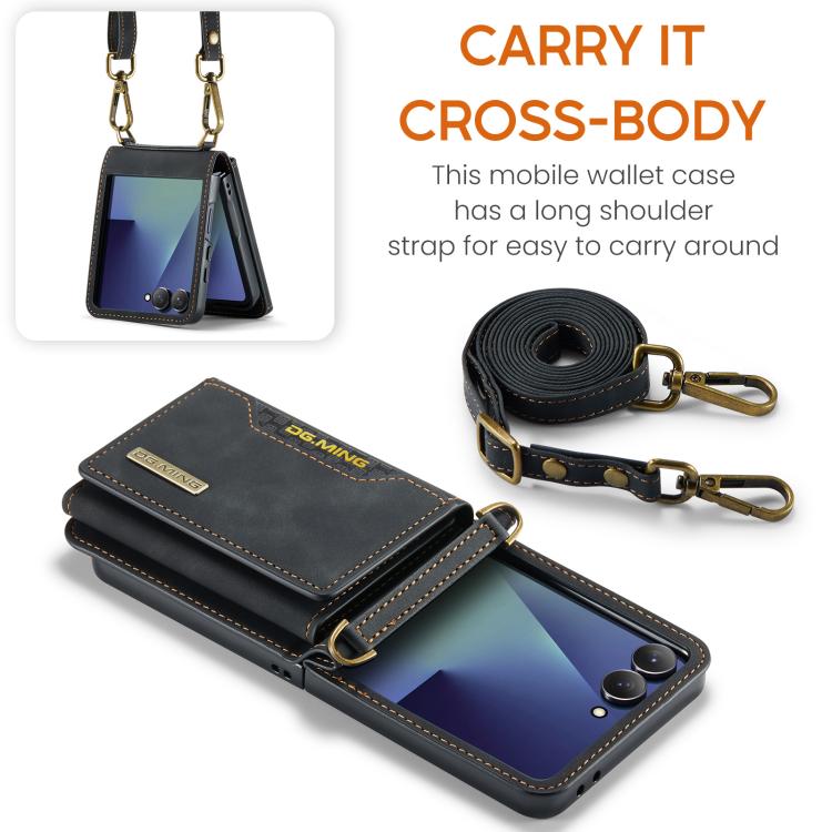 DG.MING M2 Series 3-Fold Multi Card Bag hybrid Magnetic Phone Case with Long Lanyard