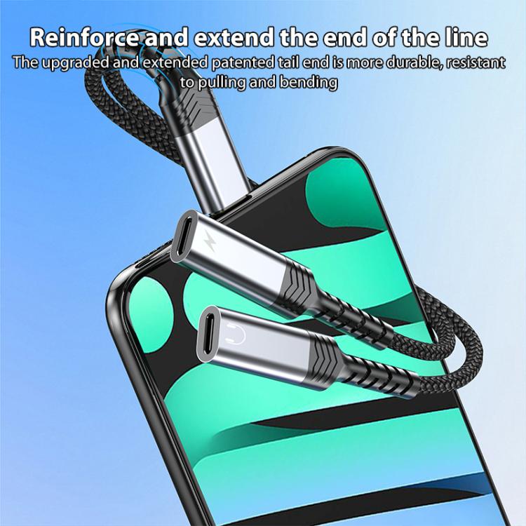 2 in 1 Type-C to Dual Type-C Charging and Audio Adapter Cable