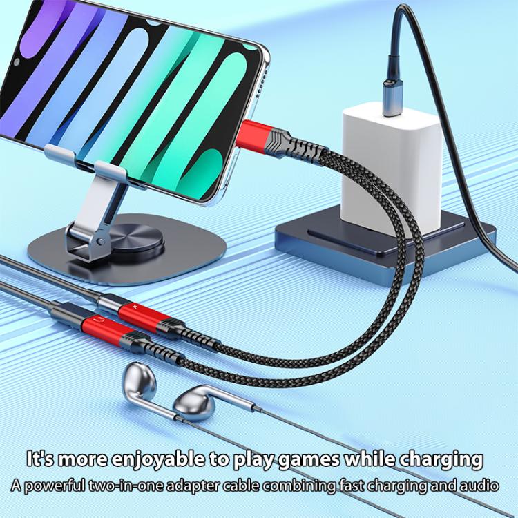2 in 1 Type-C to Dual Type-C Charging and Audio Adapter Cable