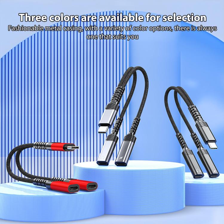 2 in 1 Type-C to Dual Type-C Charging and Audio Adapter Cable