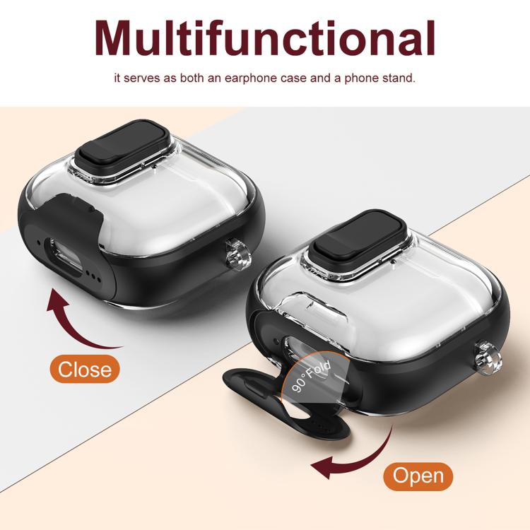 Lock Transparent Crystal Bluetooth Earphone Protective Case with Stand