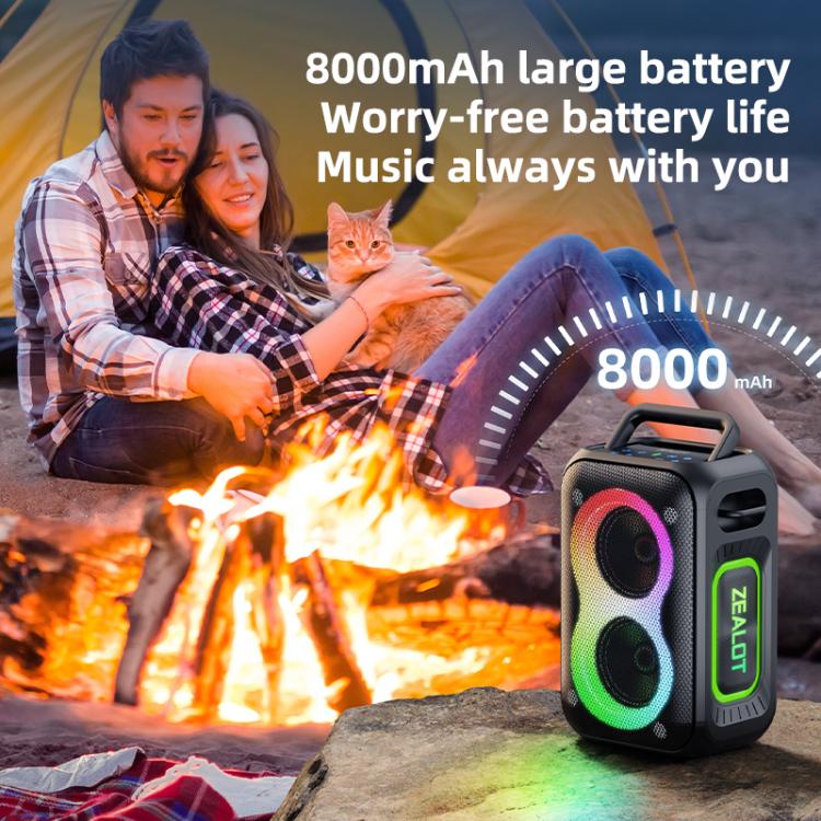 Zealot PT02 60W Portable Outdoor RGB Colorful Light Stereo Bluetooth Speaker