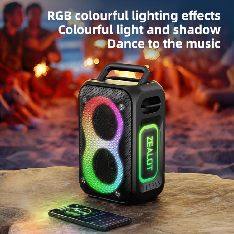 Zealot PT02 60W Portable Outdoor RGB Colorful Light Stereo Bluetooth Speaker