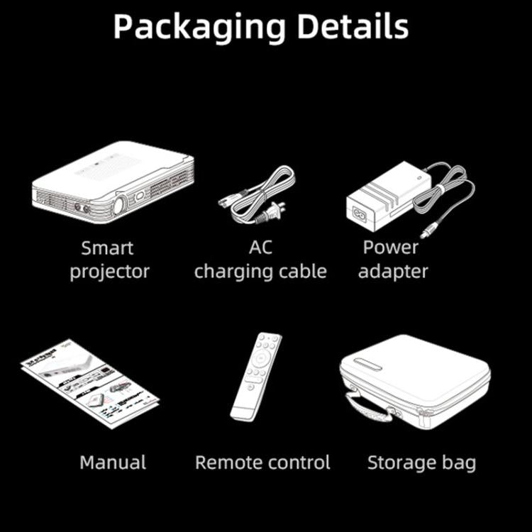 WOWOTO WWT-T10 Android 9.0 DLP 1920x1080P HD 350-400ANSI Smart Projector