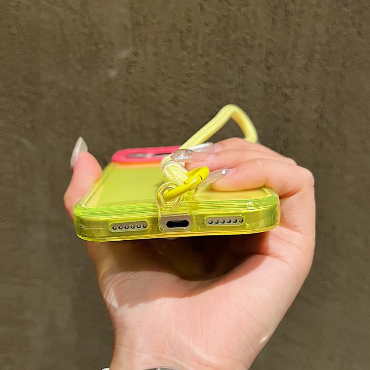 Color Contrast Lens Frame Transparent TPU Phone Case with Lanyard