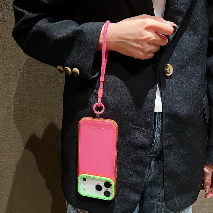 Color Contrast Lens Frame Transparent TPU Phone Case with Lanyard