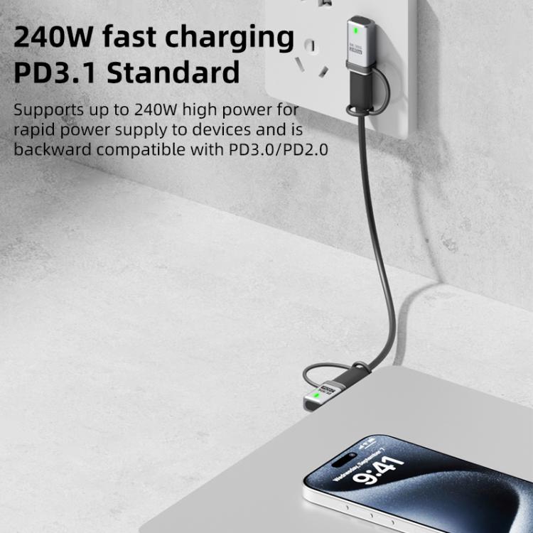 240W USB-C / Type-C Port Full-Function Aluminum Alloy Adapter with Lanyard