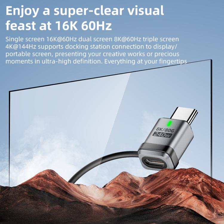 240W USB-C / Type-C Port Full-Function Aluminum Alloy Adapter with Lanyard