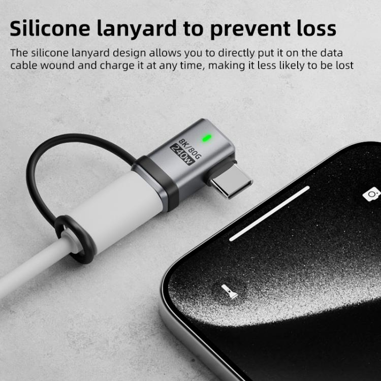 240W USB-C / Type-C Port Full-Function Aluminum Alloy Adapter with Lanyard