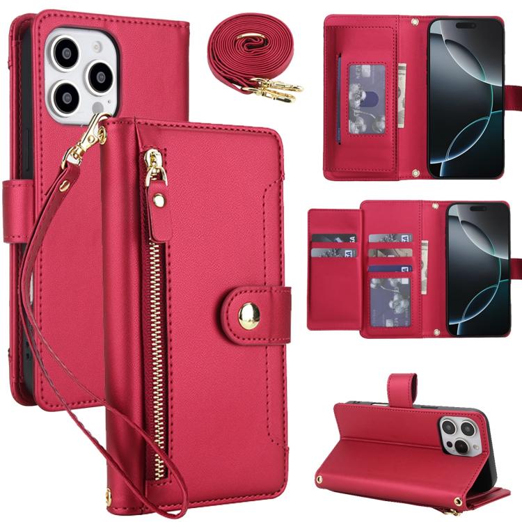 Seven Card Slots Zipper Wallet Leather Phone Case with Lanyard