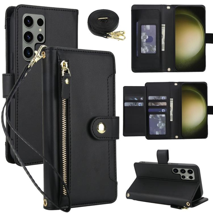 Seven Card Slots Zipper Wallet Leather Phone Case with Lanyard, For Samsung Galaxy S23 Ultra 5G, For Samsung Galaxy S23+ 5G, For Samsung Galaxy S23 5G