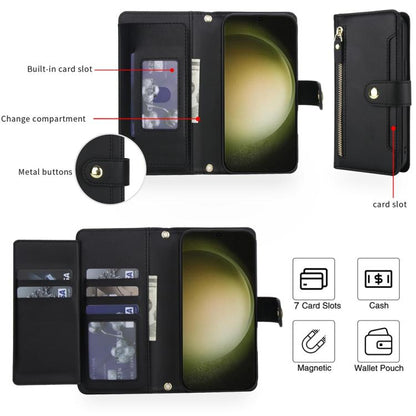 Seven Card Slots Zipper Wallet Leather Phone Case with Lanyard, For Samsung Galaxy S23 Ultra 5G, For Samsung Galaxy S23+ 5G, For Samsung Galaxy S23 5G