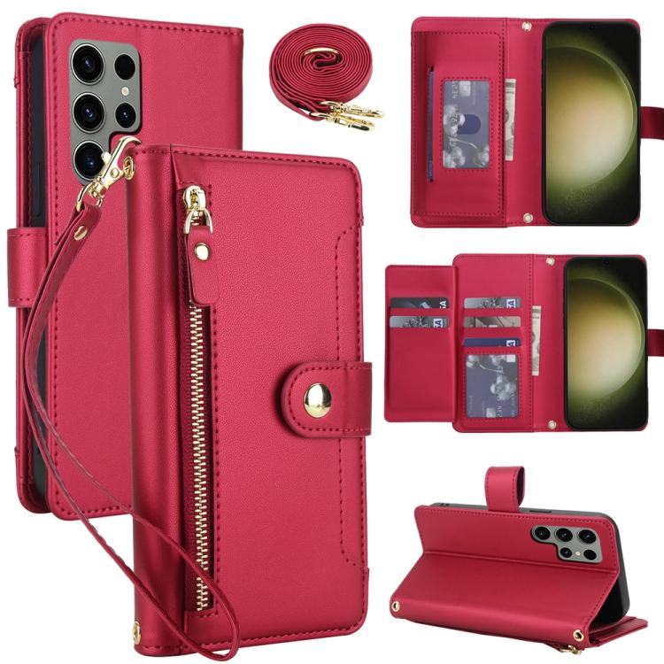 Seven Card Slots Zipper Wallet Leather Phone Case with Lanyard, For Samsung Galaxy S23 Ultra 5G, For Samsung Galaxy S23+ 5G, For Samsung Galaxy S23 5G