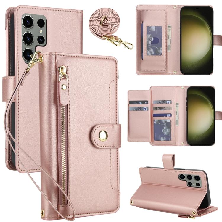 Seven Card Slots Zipper Wallet Leather Phone Case with Lanyard, For Samsung Galaxy S23 Ultra 5G, For Samsung Galaxy S23+ 5G, For Samsung Galaxy S23 5G