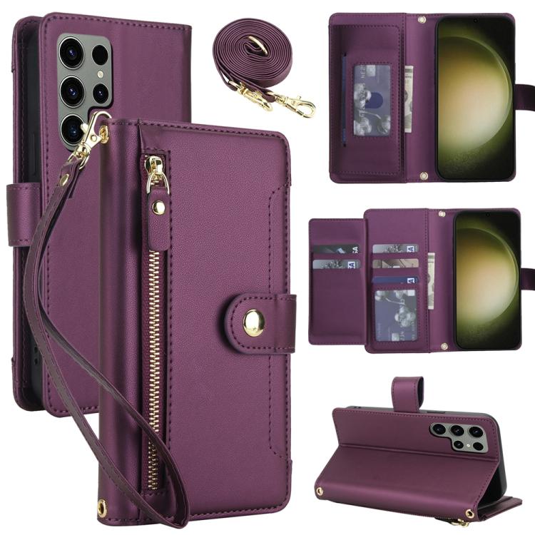 Seven Card Slots Zipper Wallet Leather Phone Case with Lanyard, For Samsung Galaxy S23 Ultra 5G, For Samsung Galaxy S23+ 5G, For Samsung Galaxy S23 5G