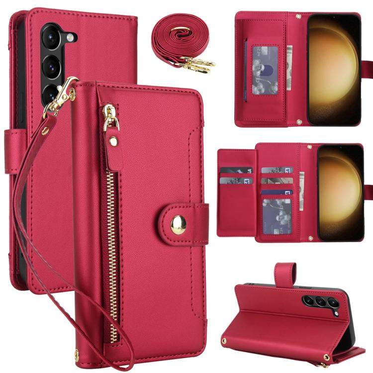Seven Card Slots Zipper Wallet Leather Phone Case with Lanyard, For Samsung Galaxy S23 Ultra 5G, For Samsung Galaxy S23+ 5G, For Samsung Galaxy S23 5G
