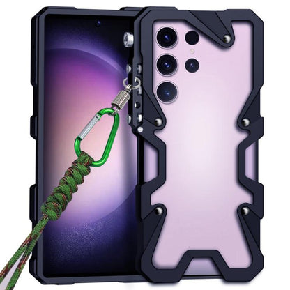Trigger Design Hollow Metal Frame Phone Case with Lanyard, For Samsung Galaxy S26+ 5G, For Samsung Galaxy S26 Ultra 5G, For Samsung Galaxy S25 FE 5G, For Samsung Galaxy S25 Edge 5G, For Samsung Galaxy S25+ 5G, For Samsung Galaxy S25 Ultra 5G           ...