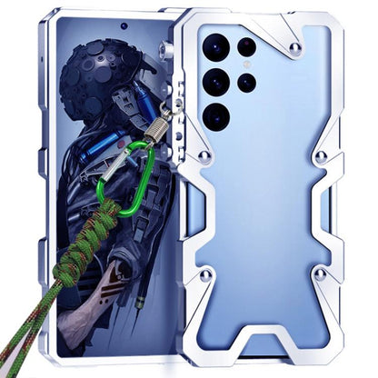 Trigger Design Hollow Metal Frame Phone Case with Lanyard, For Samsung Galaxy S26+ 5G, For Samsung Galaxy S26 Ultra 5G, For Samsung Galaxy S25 FE 5G, For Samsung Galaxy S25 Edge 5G, For Samsung Galaxy S25+ 5G, For Samsung Galaxy S25 Ultra 5G           ...