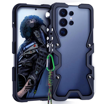 Trigger Design Hollow Metal Frame Phone Case with Lanyard, For Samsung Galaxy S26+ 5G, For Samsung Galaxy S26 Ultra 5G, For Samsung Galaxy S25 FE 5G, For Samsung Galaxy S25 Edge 5G, For Samsung Galaxy S25+ 5G, For Samsung Galaxy S25 Ultra 5G           ...