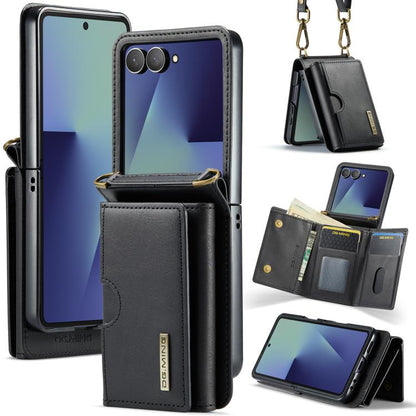 DG.MING M6 Series RFID Tri-fold Card Bag Removable Leather Phone Case with Long Lanyard, For Galaxy Z Flip8 5G, For Samsung Galaxy Z Flip7 FE / Flip6, For Samsung Galaxy Z Flip7 5G